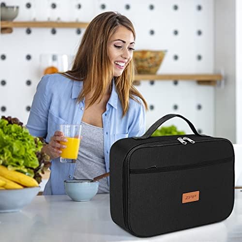 ZPP Изолирано чанта за обяд за жени / Мъже - за многократна употреба Обяд-Бокс за Офис работа, на Пикник, на Плажа - Запечатани Фризера чанта-хладилник за възрастни, Черен
