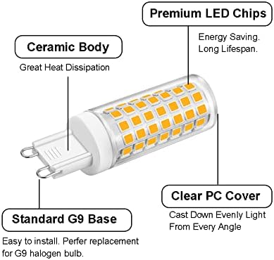 Led лампа Yosenmi G9 с регулируема яркост от 5 W, Еквивалент на халогенна крушка G9 с мощност 40 W, Дневен Бяло 6000 К, Основни електрически крушки G9 120 за домашно осветление, 12 Бр. в опаковката