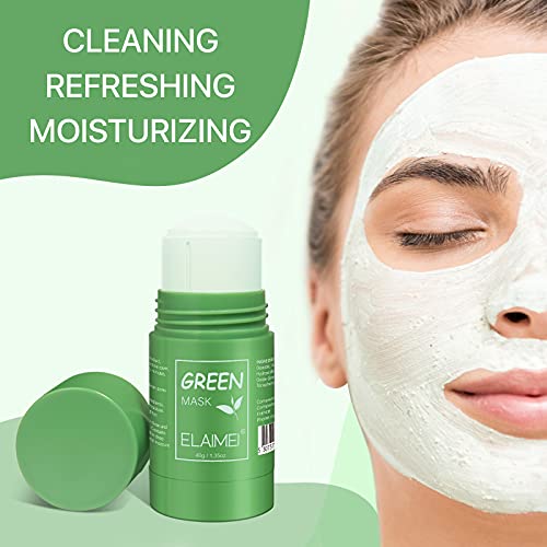 Почистваща Глинена Маска за лице-Стик със Зелен Чай, Контрол на Омазняване, Защита От Акне, Черни Точки и Бръчки, по-Дълбоко Почистване на Мазна кожа