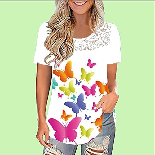 Дамска Лятна Туника Топ с 3D Пеперуда, Тениски с Графичен Принтом, Ризи, Блузи, Ежедневни Летни Пуловери Свободно Намаляване на