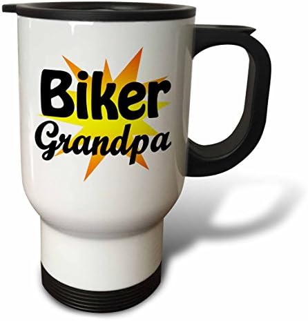 Дядо Biker 3dRose, Огнена Топка, Чаша за пътуване, 14 грама, Бял