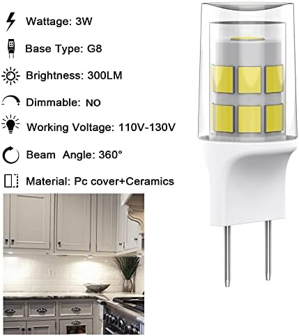 SSQY G8 Led лампа от 3 W T4 G8 GY8.6 с двухконтактным основание Ксенонова JCD Тип 120 от 30-35 W, Еквивалентна галогенным лампам, за осветление под шкафа под кухненската маса, 5 Бр.