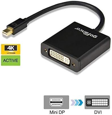 Конвертор gofanco Mini DP в DVI Active Mini Displayport 1.2 DVI-D Single Link Adapter Конвертор Thunderbolt 2, съвместим с Eyefinity, поддръжка на множество екрани за игри, до 4K при честота 30 Hz (виж Точка 2)