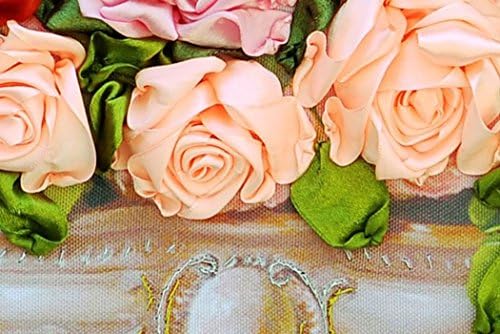 Aureate Комплекти за Бродерия на Лента за Ръчно изработени Платно 3D Стенно Изкуство за Декорация на Дома, САМ Гоблен С Кръстопът за Бродерия Окачен Подарък Цъфтят рози, Любовта 20 × 33