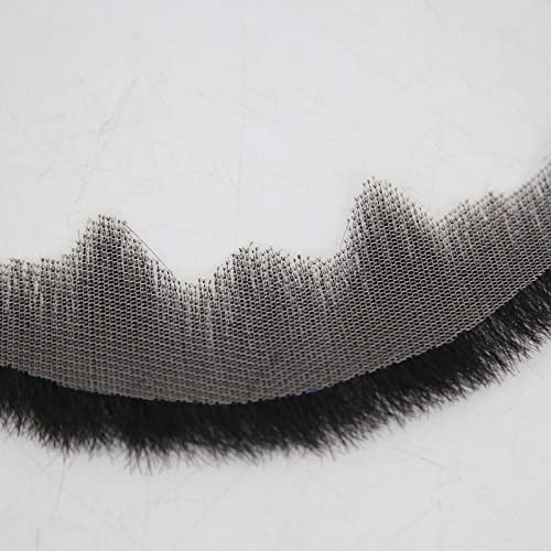 Зигзагообразные Коса За Изграждане на Брадата Човешки косъм Мустаците Черен Костюм Фалшива Брада за Възрастни Мъже Реалистичен Грим Дантела Невидими Въздушни Брадата (Beard6)