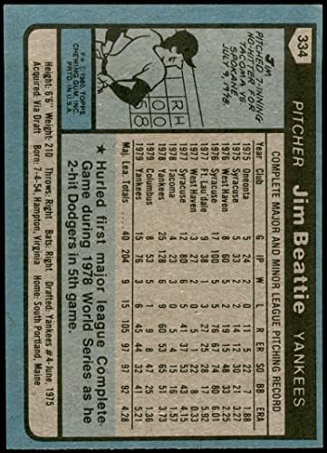 1980 Topps 334 Джим Бийти Ню Йорк Янкис (Бейзболна карта) Карта Дина 5 - БИВШ Янкис