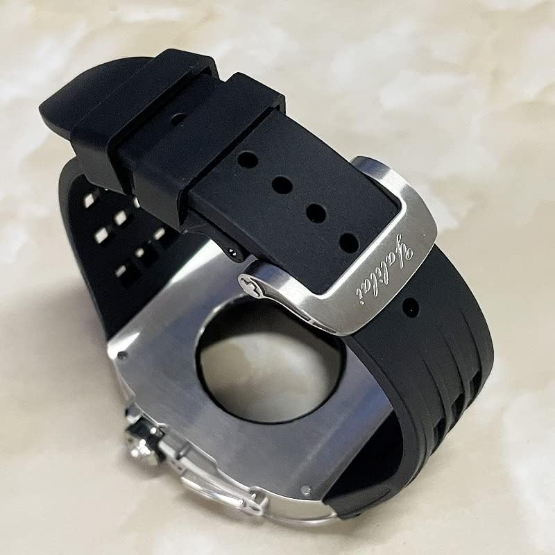 AEMALL Луксозен каишка за часовник， за Apple Watch 8/7/6/5/4 / Series Метален корпус + Фторопластовый луксозен каишка за часовник Iwatch 44 мм 45 мм, Комплект за промяна на каишка за часовник Обновяване на каишка за