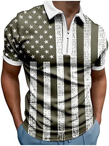 Мъжки ризи Поло с цип XXBR, Тениска с Флага на Деня на Независимостта, Спортни и Ежедневни Риза с Къс ръкав, Потници в Звездната Ивица и