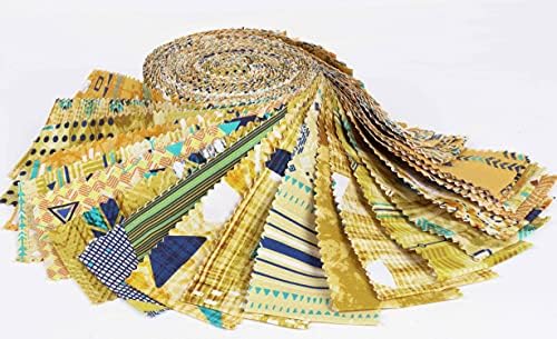 Soimoi 40 бр. готови памучни тъкани с геометричен и текстурным принтом за капитониране, ленти за бродерия, 2,5x42 инча, желеобразный ролка, жълт