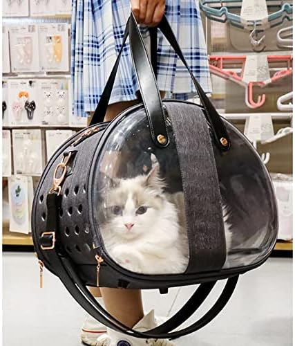 UXZDX CUJUX Прозрачен Раница-Переноска за домашни котки, Дишаща Чанта За пътуване с Куче и Котка на Открито (Черен цвят)