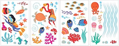 Гмурнете се в морето и Подводни Същества Почистете и Залепете на Стената Художествени Етикети за Детската или бебешката стая