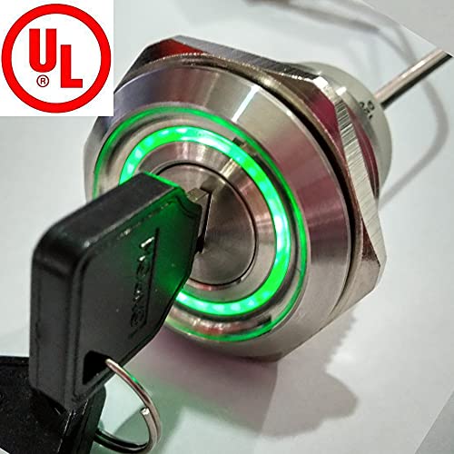 30 мм, 2 положения Остават метални 6 В 12 В 24 В 110-220 В Ключа за заключване на ключ със зелена подсветка - (Цвят: светодиод с червен пръстен, напрежение: led напрежение 110 В, размер: формати)