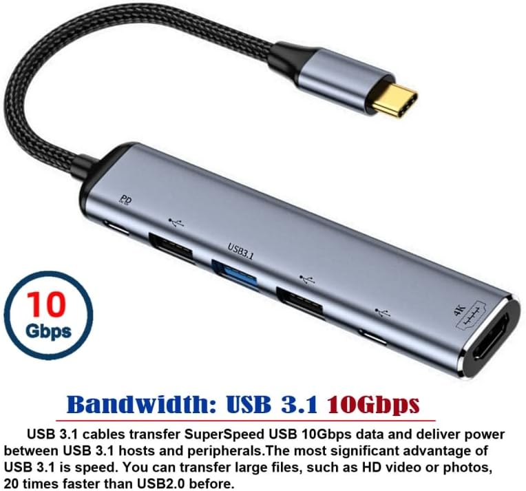 xiwai Type C USB3.1 USB-C за HDMI 4 ДО Двойно USB 3.0 ХЪБ Конвертор HDTV Многопортовый Адаптер 60 Hz с Клъстер Порт захранване 100 W PD