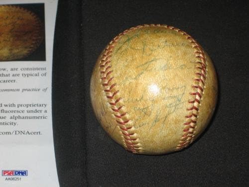 1957 Екип йорк Янкис Al Champs (19) Подписа бейзболни топки с автографи на Стенгеля, Берра + Psa - Бейзболни топки с автографи