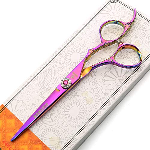 Гематитовый прах лилава слива дръжка 6 инча или 7 инча за избор от Японска стомана 440C професионален фризьорски инструмент Фризьорски ножици за моделиране (6-инчови ножици за рязане)