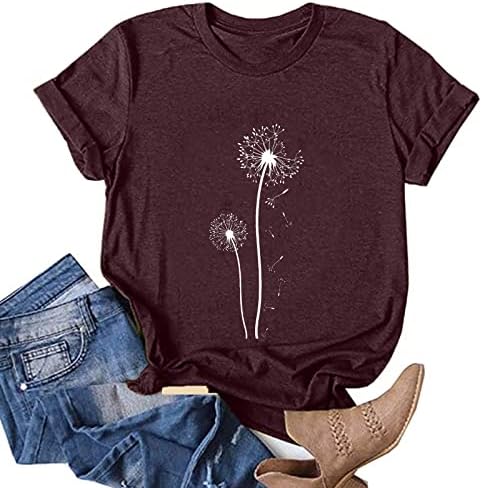 Тениска За Момичета Лято Есен с Къс Ръкав 2023 Модни Памучен Блуза с Кръгло Деколте и Графичен Дизайн за Късна Закуска, Тениска за Жени, Ню Джърси
