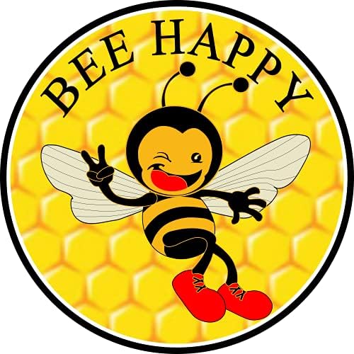 Стикер върху бронята на Bee Happy Honeycomb Pride - Спаси пчелите Vinyl стикер премиум-клас 3x3 | за автомобили, коли, Прозорци, Бутилки, Огледала, знак Кръг на Пчелния Матката на открито + по-Добре от магнитите, залепите