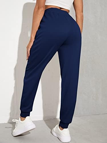 Дамски спортни панталони GWNWTT, Обикновена спортни панталони с наклонена джоб на кръста и завязками (Цвят: тъмно синьо Размер: Малка)