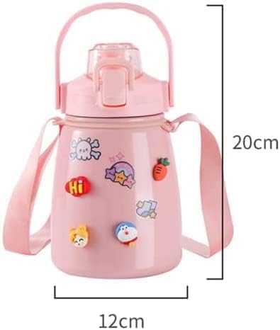 детски и женски чайник s ' da 850 мл с вакуумна изолация, слама чайник от неръждаема стомана, лесен и модерен детски чайник, фланец (розово), 12*20 см