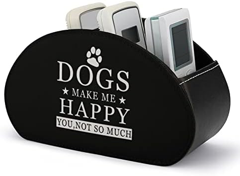 Dogs Make Me Happy You Not So Much Притежателя на Дистанционното Управление с 5 Отделения, Изкуствена Кожа, Многофункционална Кутия За съхранение на Caddy Настолен Органайзер Кутия за телевизор, DVD и Blu-Ray