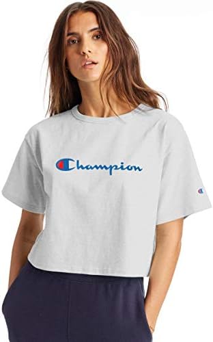 Укороченная тениска Champion Women ' s Heritage, Дамски Памучен тениска в тежка категория, Женска тениска с логото на