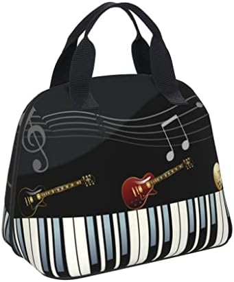 EODNSOFN Музикална чанта за обяд с принтом на клавиатурата на Пиано, Термоизолированная чанта за Пикник, Женствена чанта за храна, училищни кутия за Bento (Цвят: A, размер: 28x24x18,5 см)