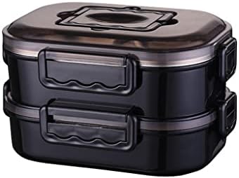 XWWDP Преносим Обяд-кутия от Неръждаема Стомана за офис работници, уличен Черен 2-ниво обяд-бокс, кухненски принадлежности (Цвят: A, размер: както е показано на фигурата)