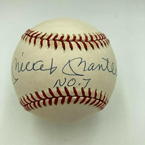 Мики Мэнтл № 7, Подписан от Американската лига бейзбол JSA, Получили оценка MINT 9 - и Бейзболни топки с автографи