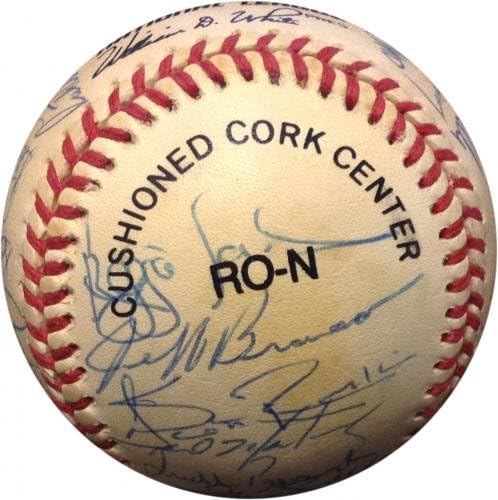 1992 Отбор Синсинати Редс Подписа договор с NL Baseball 28 Авто Пиньелла Ларкин Перес COA - Бейзболни топки с автографи