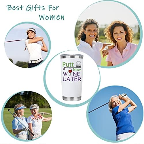 Подаръци за голф, за жените - Ударьте сега, Вино по-късно - Забавни подаръци за голф - Подарък за рожден Ден за голф - Забавни неща на тема Женски Ден на Майката, за жени, които играят голф, - 20 мл, Чаша за голф, Чаша