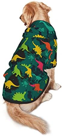 Цветни Динозаврите Трайни Качулки за кучета, Пуловери Модерен Украшение Бижу и Топло за Голяма Средна Куче