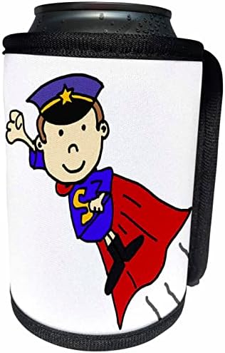 3dRose Забавен симпатичен супергерой-ченге в полицейското Червено cloak. - Опаковки за бутилки-охладители (cc-362130-1)