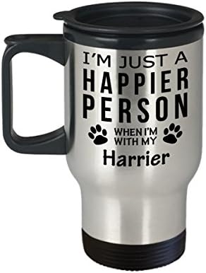 Кафеена Чаша За Любителите на кучета В Пътуване - Щастлив Човек С Харриером -Подаръци За спасението на Собствениците на домашни любимци