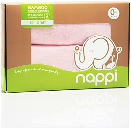 Квадратно Пеленание от бамбуково плат NAPPI БЕБЕ за бебета, за увиване при подаване и получаване на Одеала - Идеални подаръци за новородено, Предмети за душата унисекс за новородено, Набор от 2,30 х 30- Пастельно-розов