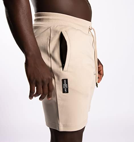 Мъжки къси панталони със средна плътност от памучна смес Lyra от Leo Legion с джобове с цип за тренировки, пътувания, почивка и загряване.