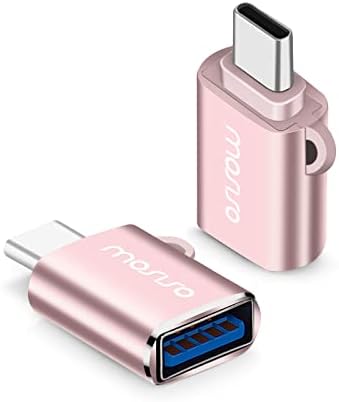 MOSISO USB C-USB Адаптер 2 бр, USB Type-C-USB, Конвертор Thunderbolt 3 в OTG USB 3.0, Съвместим с MacBook Pro 2020-/ Air 2020-2018/ лаптоп-таблета / други устройства Type-C, розово злато